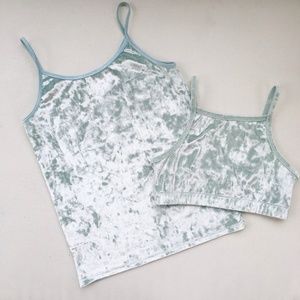 Tucker & Tate Crushed Mint Velvet Tank & Bralette